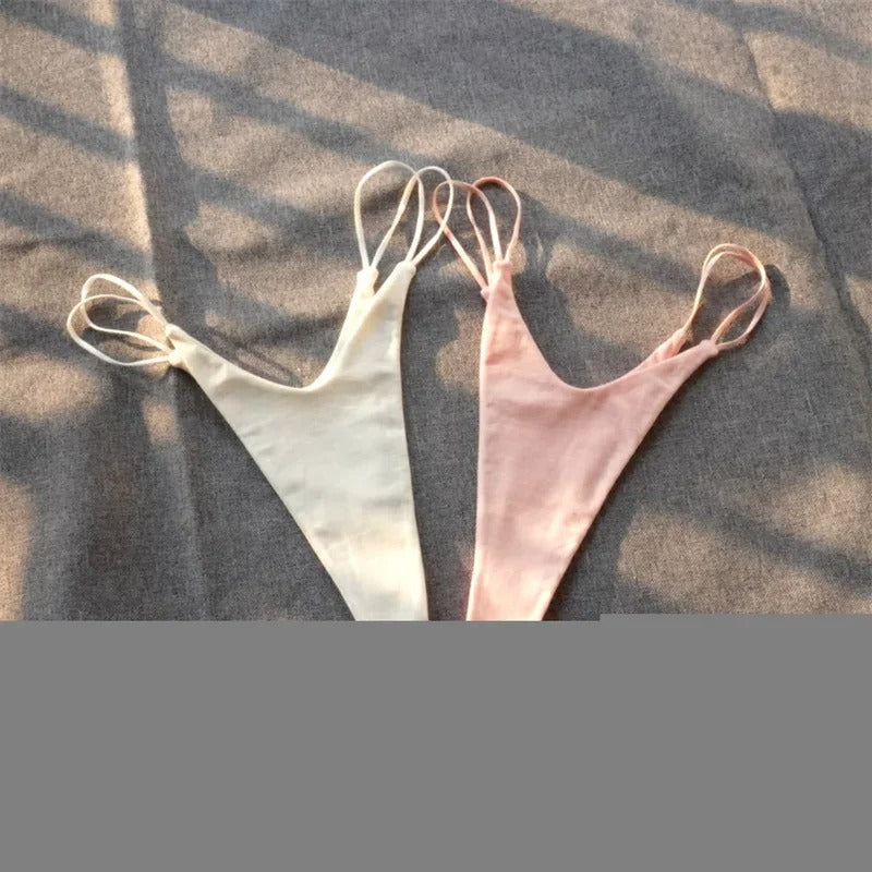 2 Pcs Brazilian Women Cotton Thong Underwear Sexy Panties Female Underpants Solid Color G-string