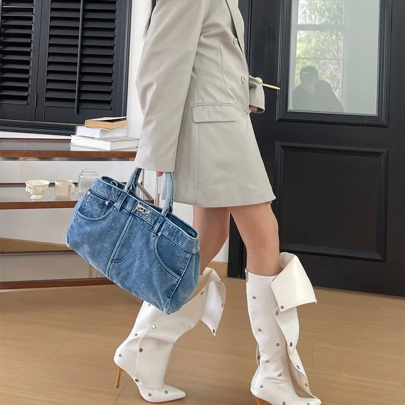 Women's Bag Retro Personalized Vintage Denim Single Shoulder Tote Bags Large Capacity Handbag