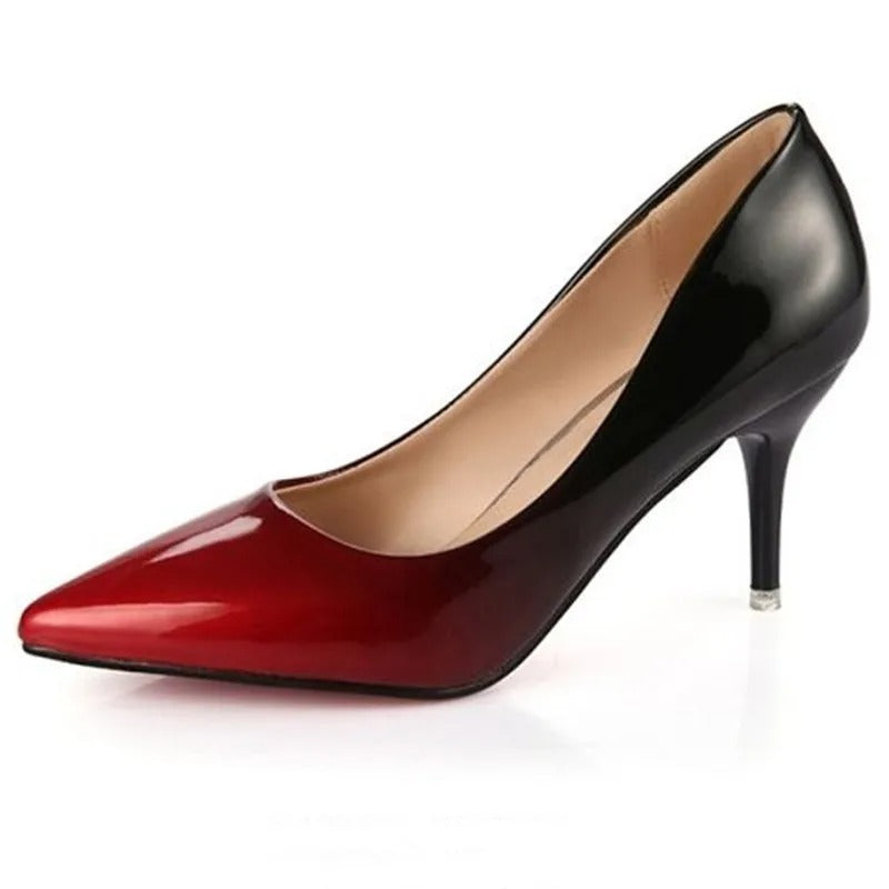 Gradient Color Pointed Toe Shallow 10CM High Heels Pumps Women Shoes