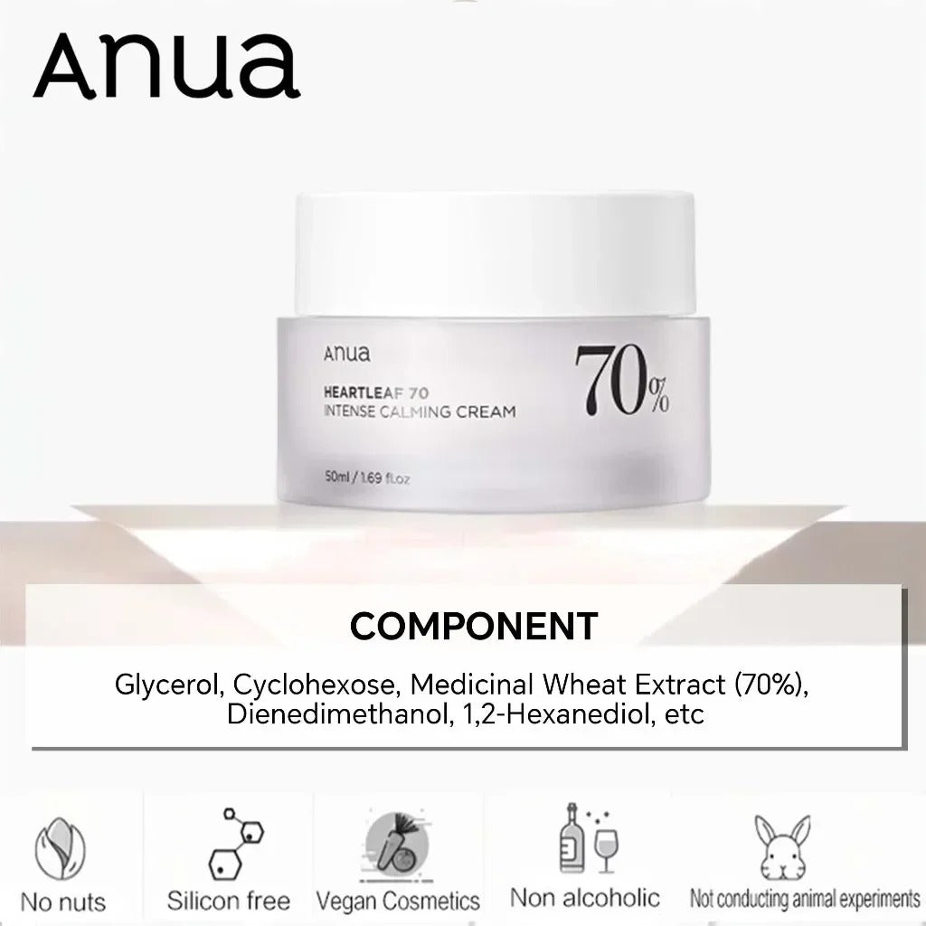 Anua Heartleaf 70% Intense Calming Cream Soothing Repair Brightening Body Moisturizer