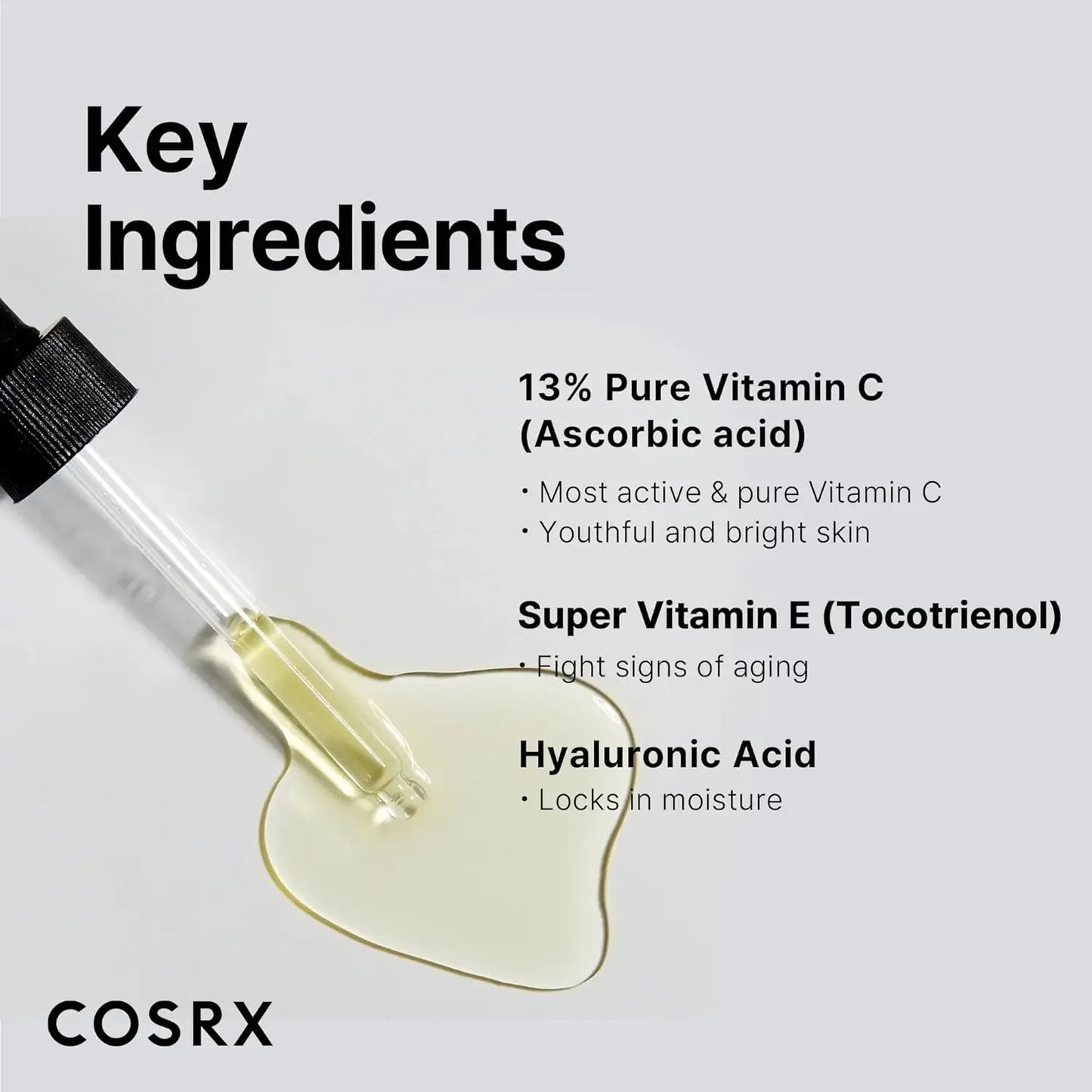 COSRX Pure Vitamin C 13% Serum with Vitamin E & Hyaluronic Acid, Brightening & Hydrating Facial Serum for Fine Lines, 20ml