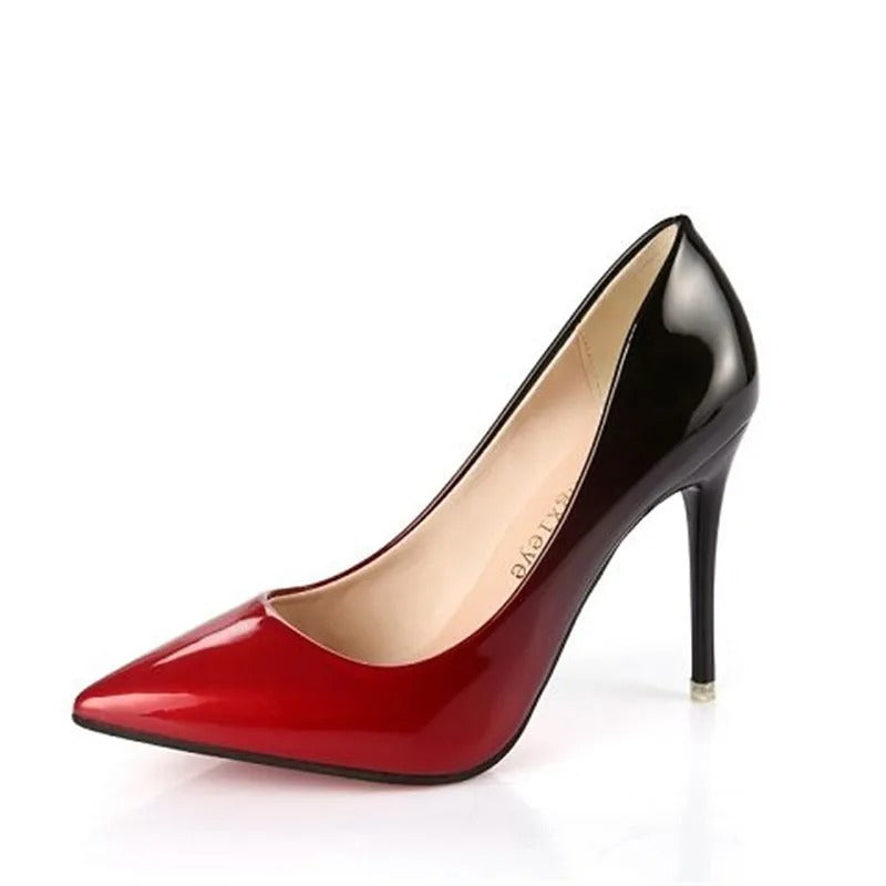 Gradient Color Pointed Toe Shallow 10CM High Heels Pumps Women Shoes