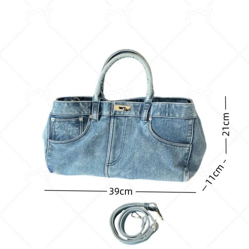 Women's Bag Retro Personalized Vintage Denim Single Shoulder Tote Bags Large Capacity Handbag