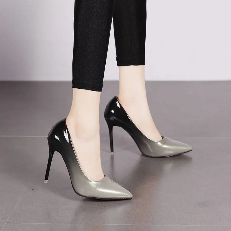 Gradient Color Pointed Toe Shallow 10CM High Heels Pumps Women Shoes