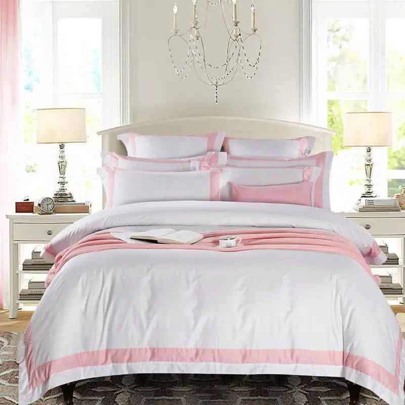 100% Cotton Hotel White Bedding Set Luxury for King, Queen, Full, and Twin Bedsheets