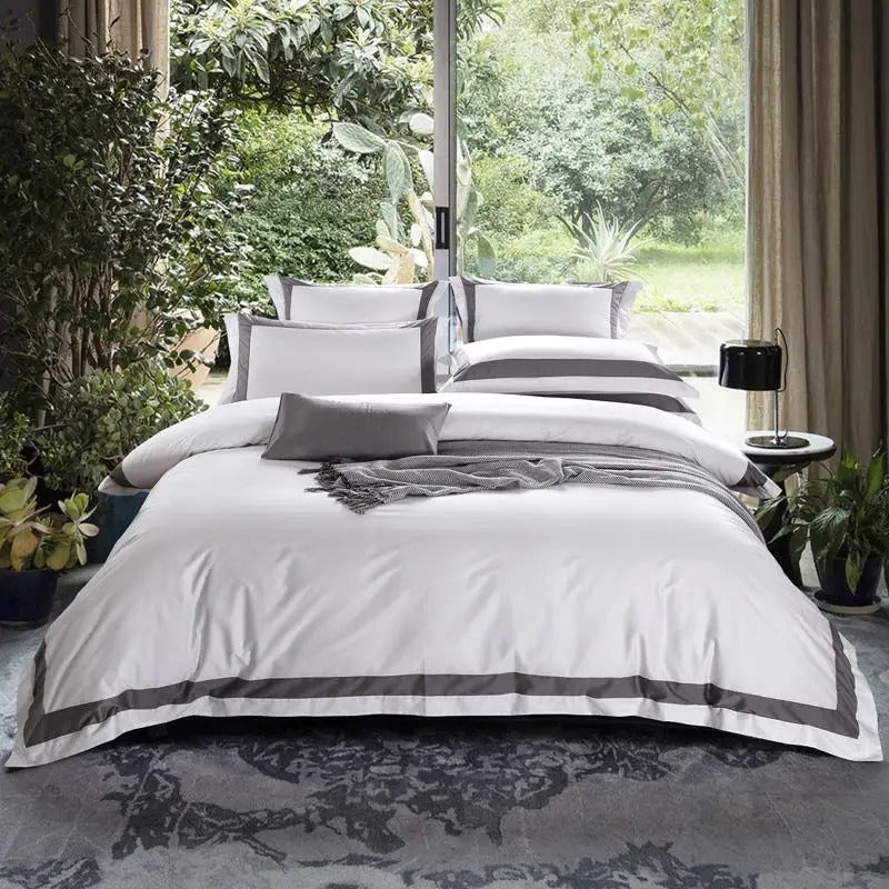 100% Cotton Hotel White Bedding Set Luxury for King, Queen, Full, and Twin Bedsheets
