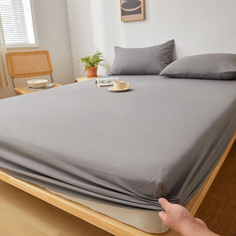 Cotton Fitted Sheet with Elastic Band for King, Queen, Full, and Twin Bedsheets