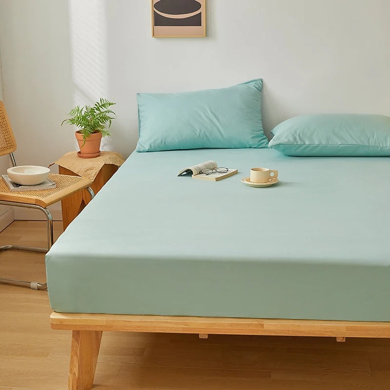 Cotton Fitted Sheet with Elastic Band for King, Queen, Full, and Twin Bedsheets