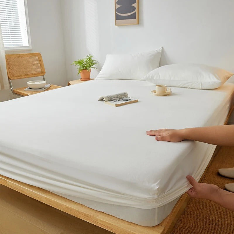 Cotton Fitted Sheet with Elastic Band for King, Queen, Full, and Twin Bedsheets