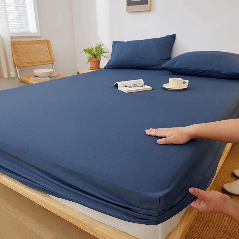 Cotton Fitted Sheet with Elastic Band for King, Queen, Full, and Twin Bedsheets