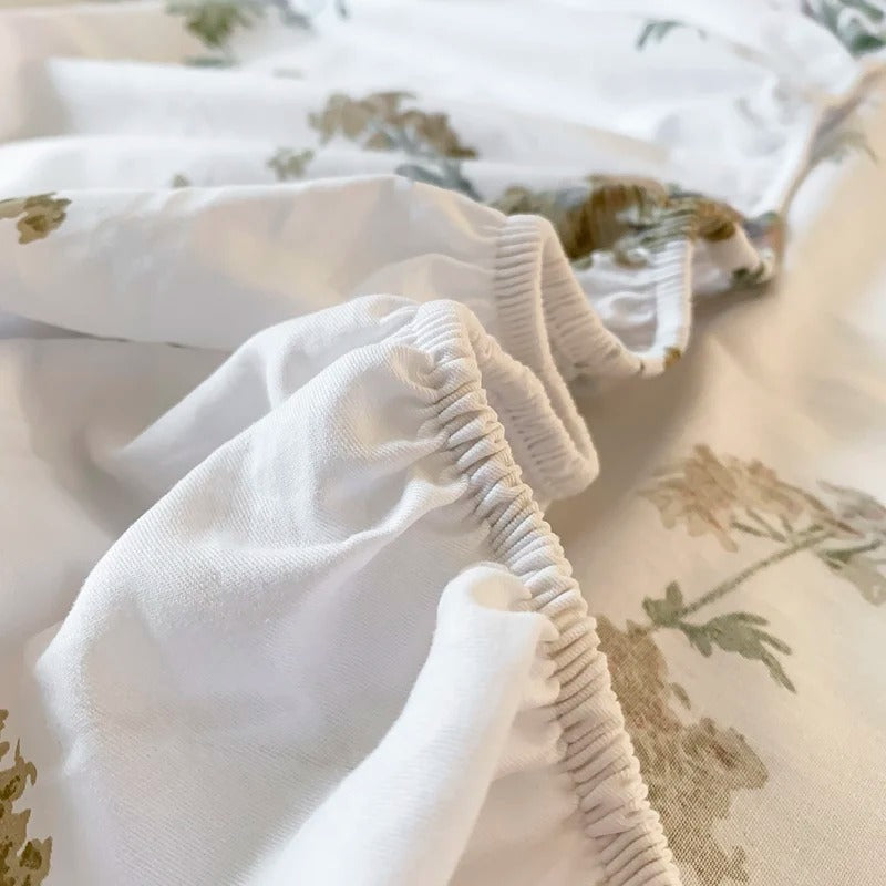 Pure Cotton Printing Fitted Sheet Luxury Mattress Cover for King, Queen, Full, and Twin Bedsheets