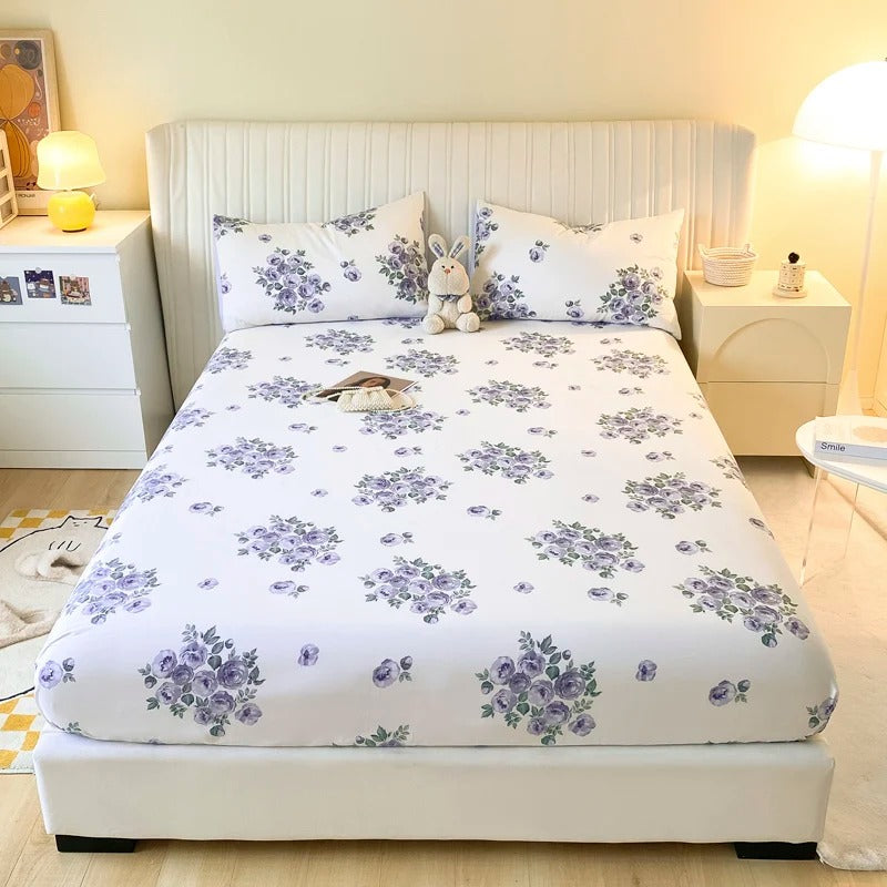 Pure Cotton Printing Fitted Sheet Luxury Mattress Cover for King, Queen, Full, and Twin Bedsheets