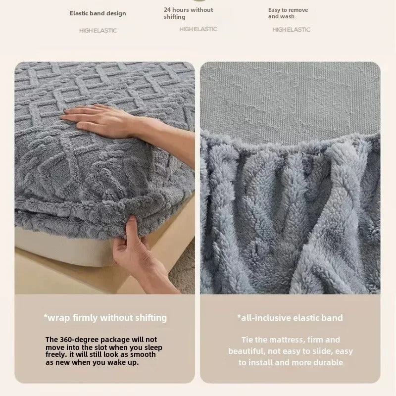Taff Velvet Soft Woolen Blanket for Bedding with Elastic Band for King, Queen, Full, and Twin