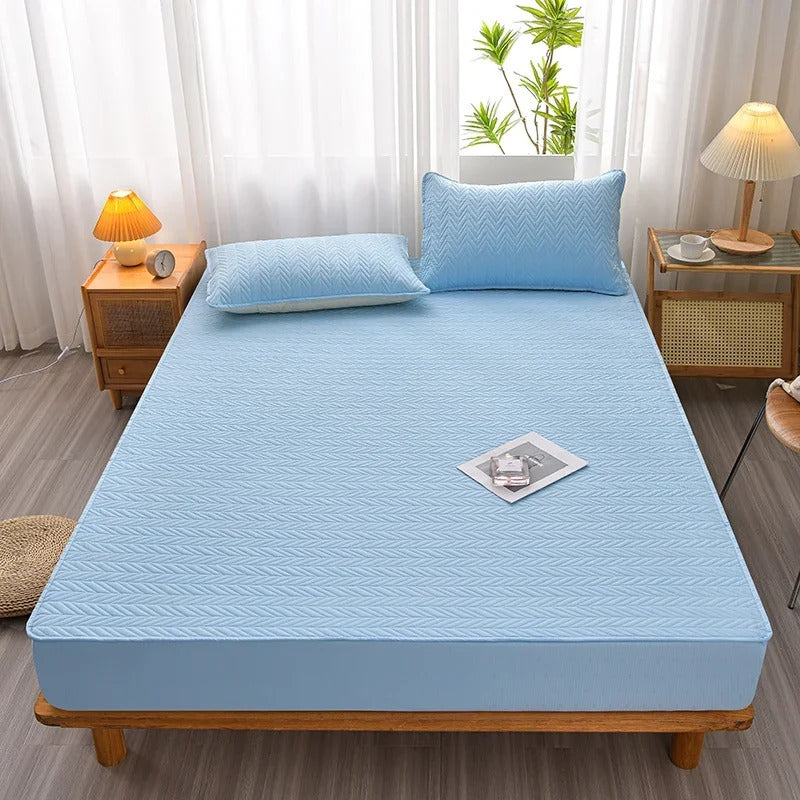 Antibacterial Quilted Bed Sheet Non-Slip Bed Cover Mattress for King, Queen, Full, and Twin Bedsheets