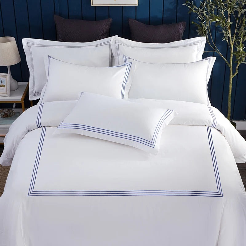 Pure Cotton Satin Strip Bed Line Duvet Cover for King, Queen Full, Twin Bedsheets
