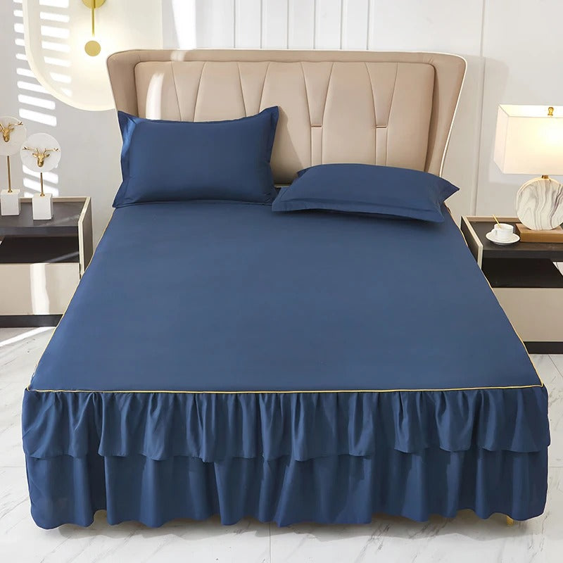 Skirt Ruffled Bedskirt Bed Wrap Around Cover Non-slip Mattress Cover for King, Queen Full, Twin Bedsheets