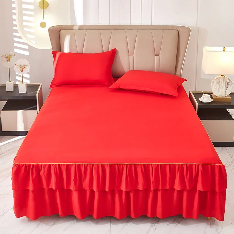 Skirt Ruffled Bedskirt Bed Wrap Around Cover Non-slip Mattress Cover for King, Queen Full, Twin Bedsheets