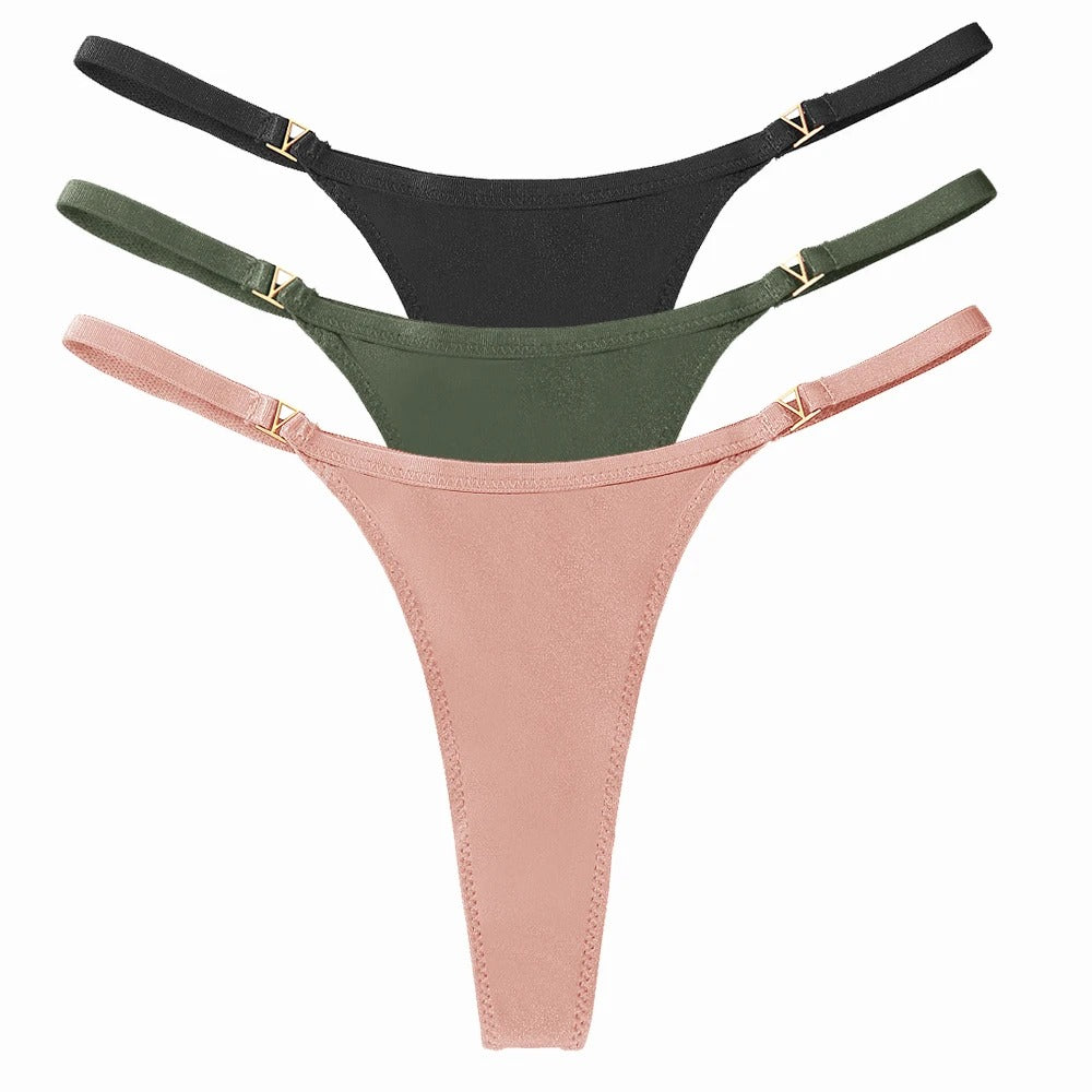 3Pcs/Set Women's Thong Panties Underwear Sexy Low Waist G-String T-Pants Panties