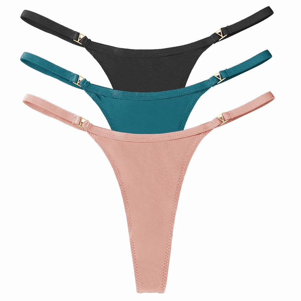 3Pcs/Set Women's Thong Panties Underwear Sexy Low Waist G-String T-Pants Panties