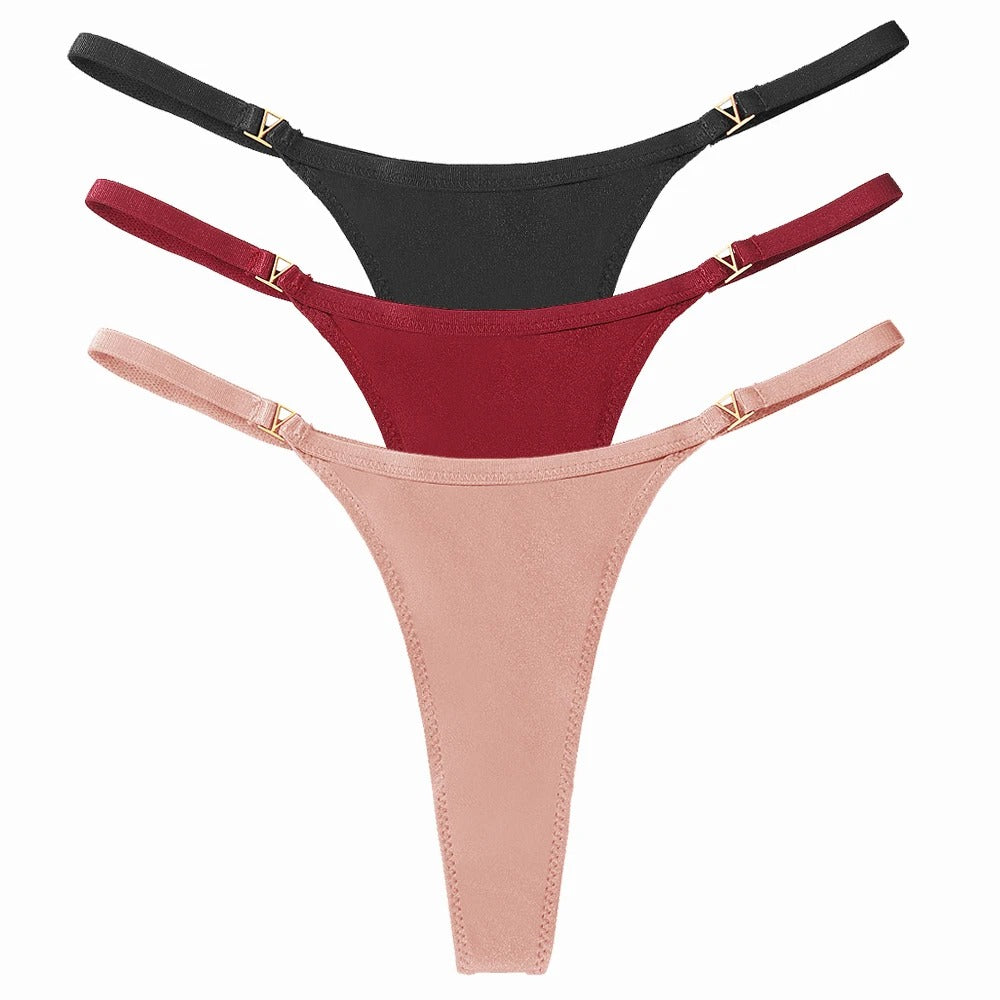 3Pcs/Set Women's Thong Panties Underwear Sexy Low Waist G-String T-Pants Panties