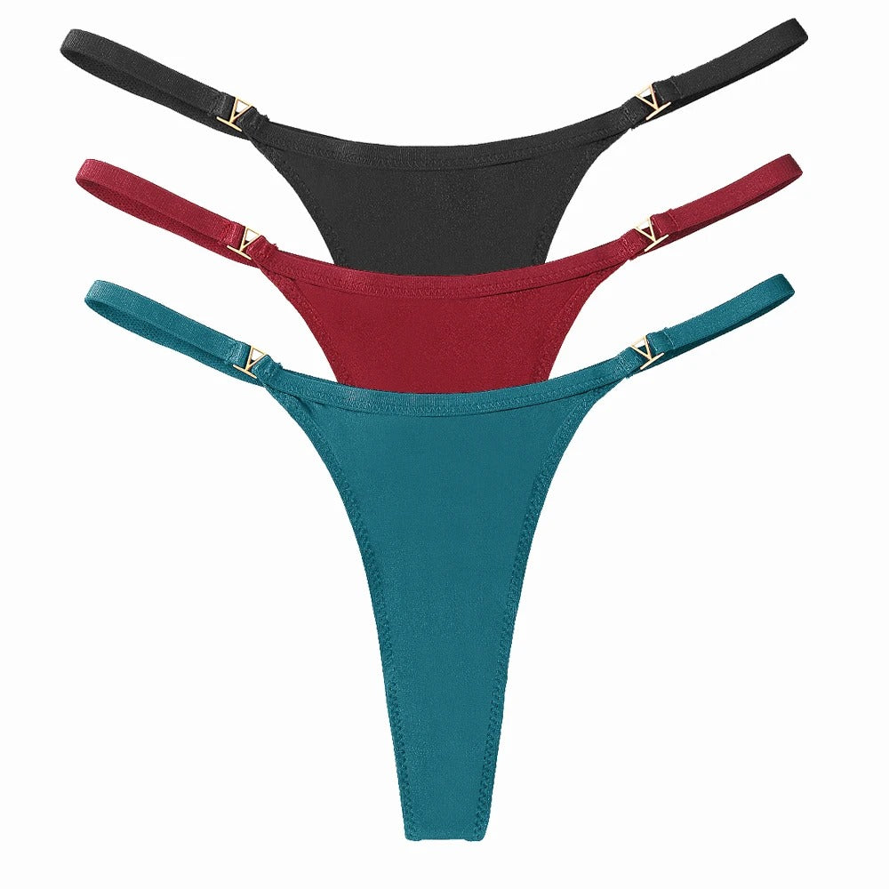 3Pcs/Set Women's Thong Panties Underwear Sexy Low Waist G-String T-Pants Panties