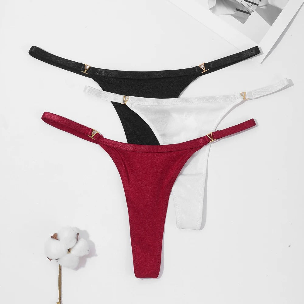 3Pcs/Set Women's Thong Panties Underwear Sexy Low Waist G-String T-Pants Panties