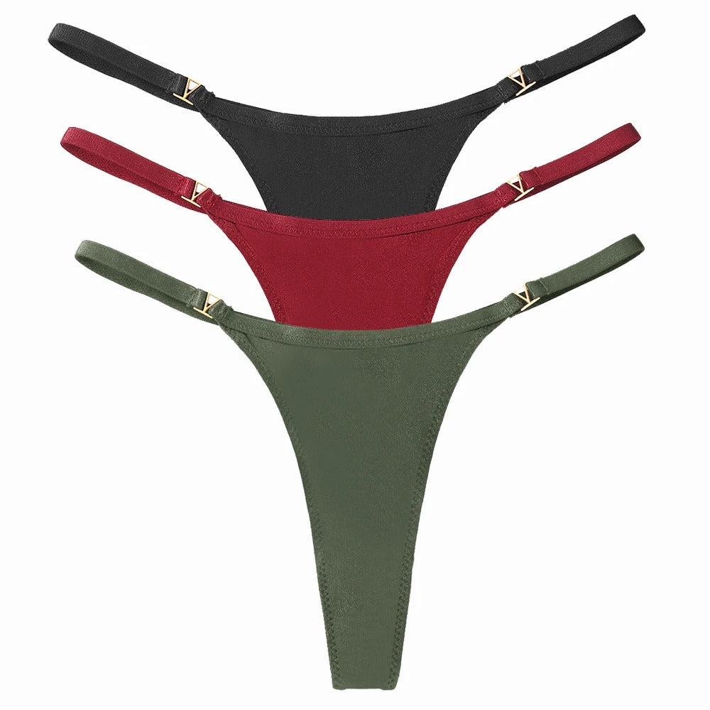 3Pcs/Set Women's Thong Panties Underwear Sexy Low Waist G-String T-Pants Panties