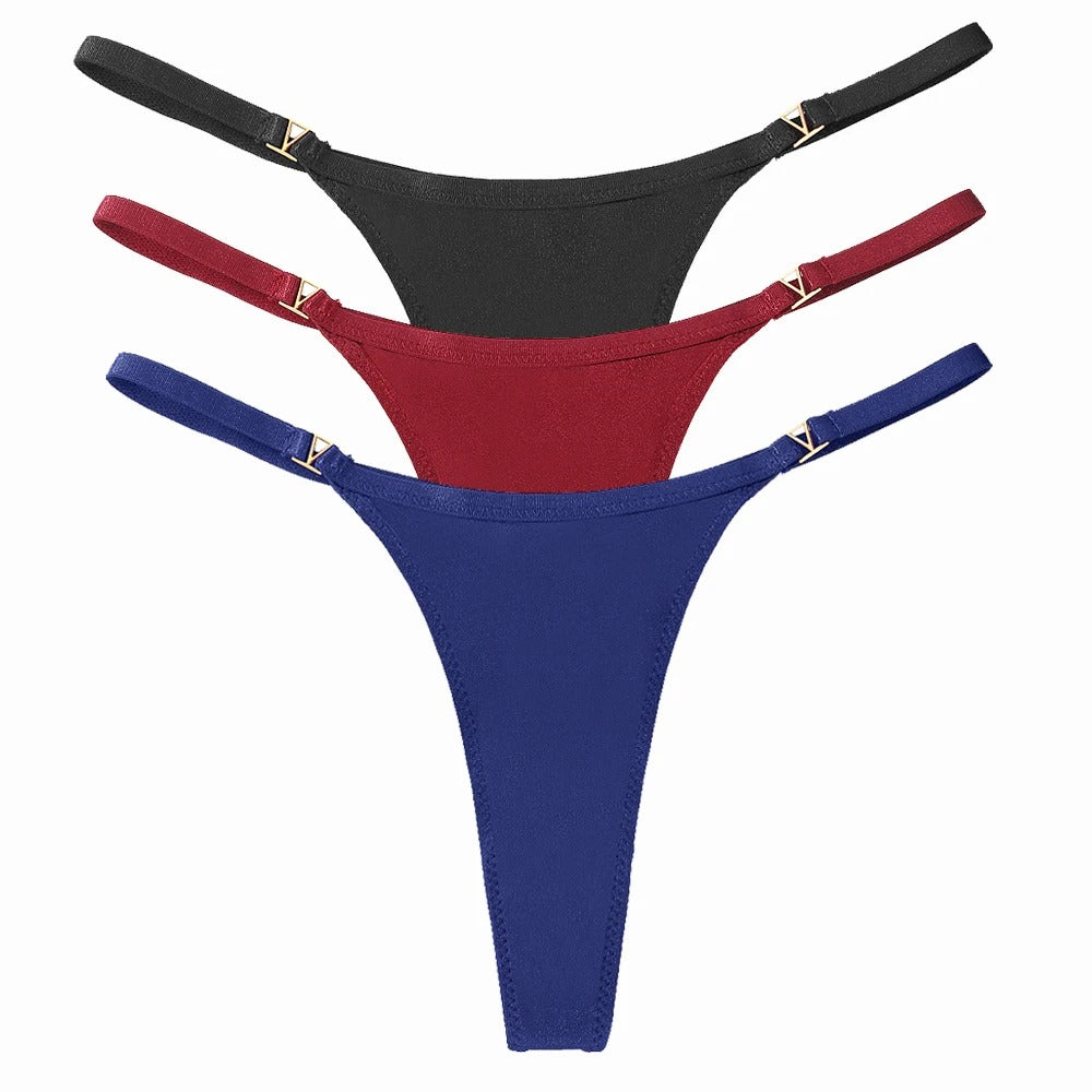 3Pcs/Set Women's Thong Panties Underwear Sexy Low Waist G-String T-Pants Panties