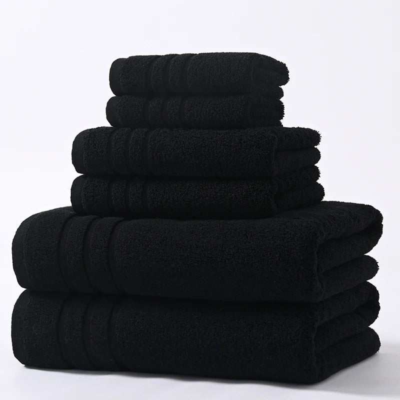 6PCS Bath Towel Set Adult Bathroom Cotton Super Absorbent 2 Wash Towel