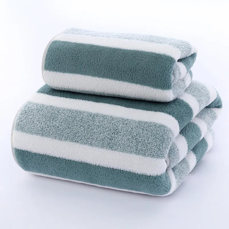 Household Thick Absorbent Bath Towels 2 Soft Face Towels