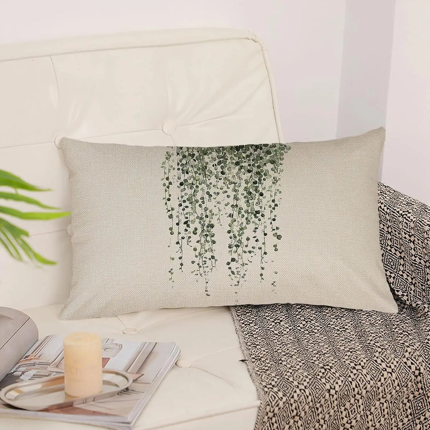 Green Plant Decoration Pillow Cover