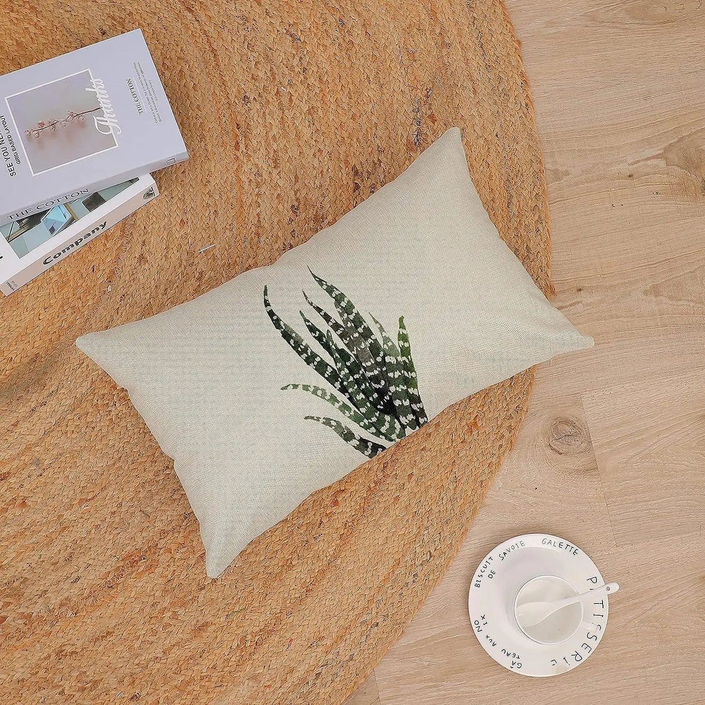 Green Plant Decoration Pillow Cover