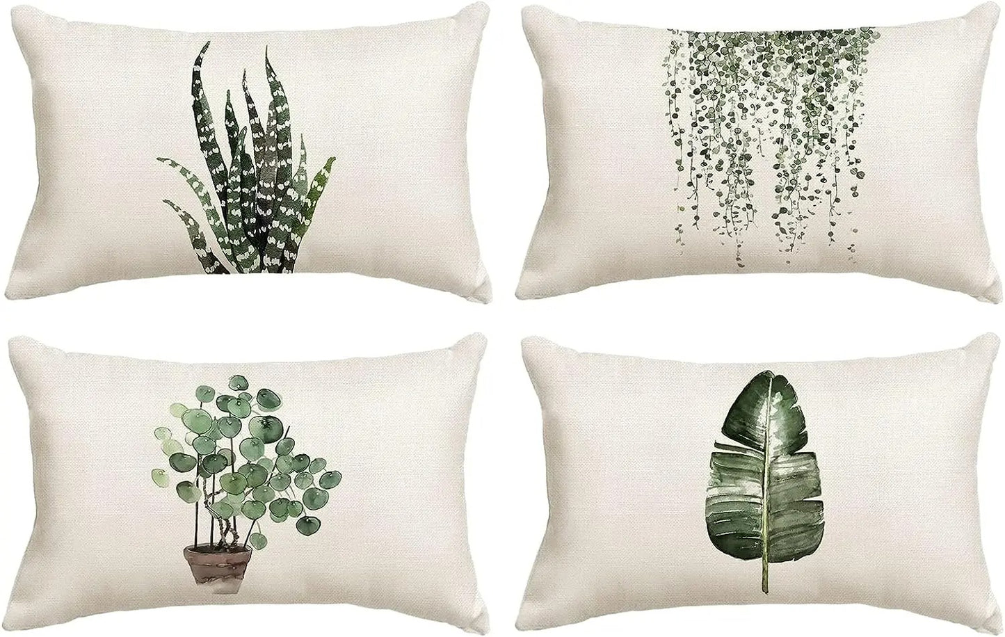 Green Plant Decoration Pillow Cover