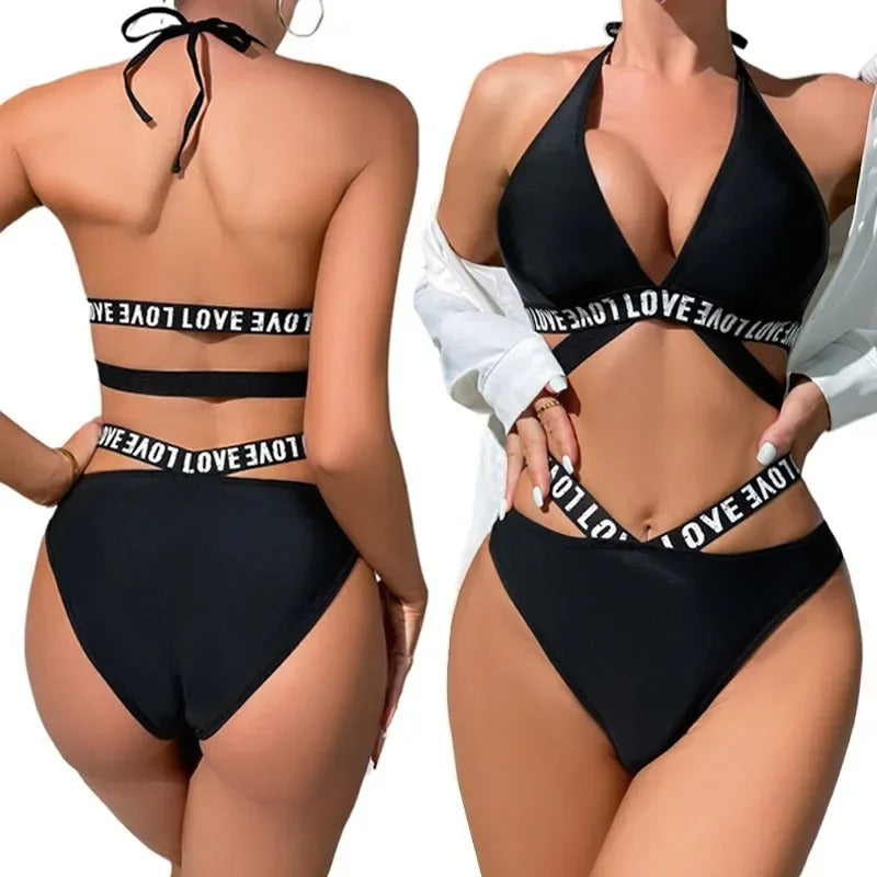 Milk Silk Letter Strap Bra and Panty Set Female Underwear