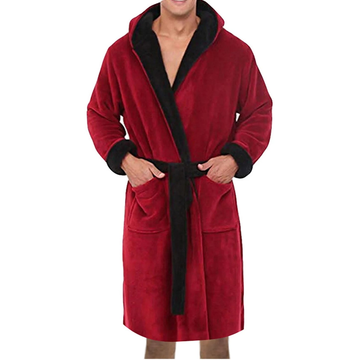 Plush Shower Bathrobe Men Winter Long-Sleeved Clothes