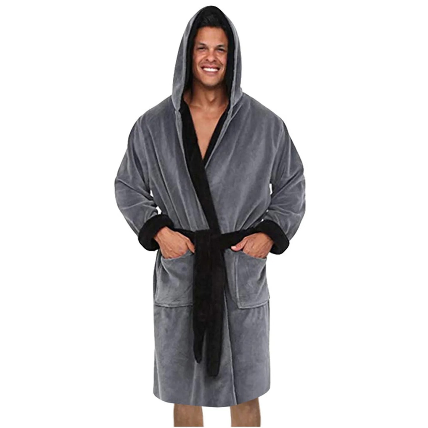 Plush Shower Bathrobe Men Winter Long-Sleeved Clothes