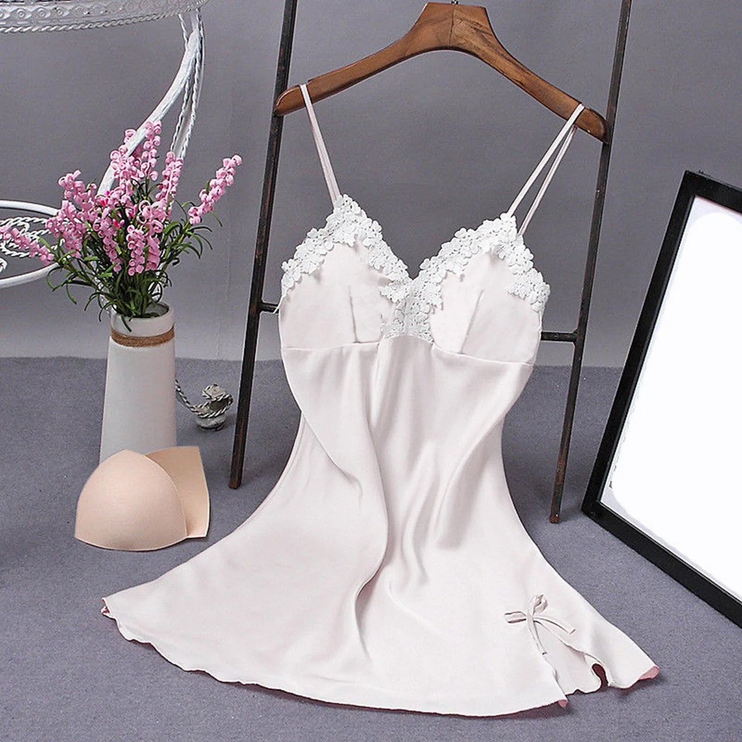 Ladies Sexy Silk Satin Lingеrie Cute Sexy Passionate Sleepwear Nightgown Lingerie Set