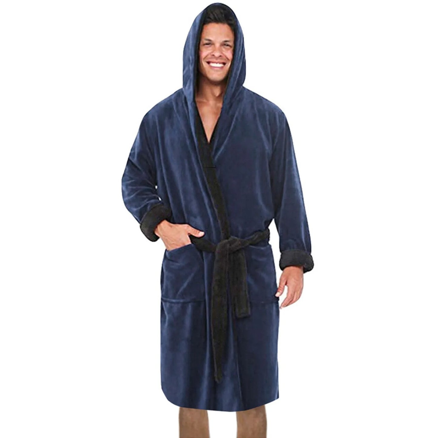 Plush Shower Bathrobe Men Winter Long-Sleeved Clothes