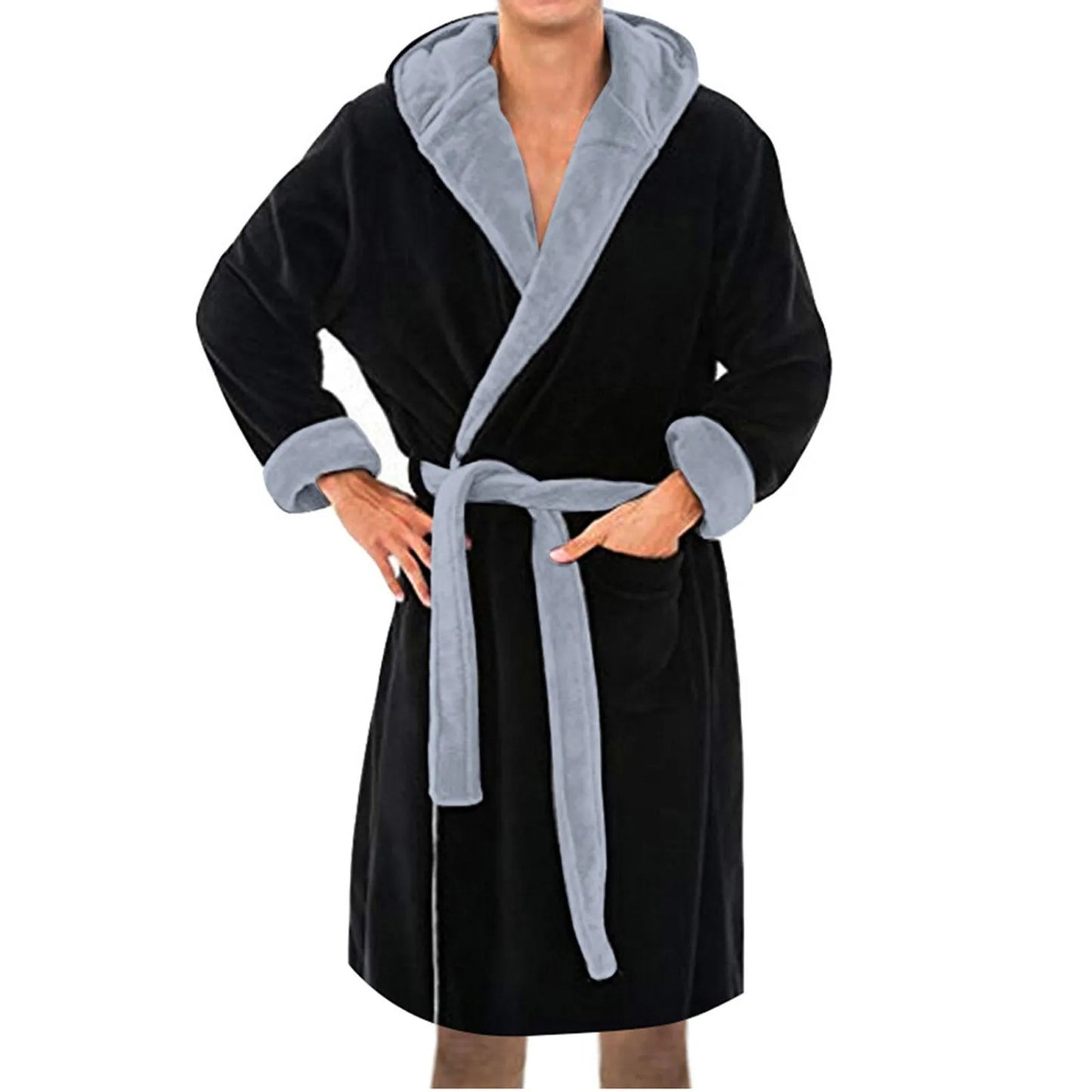 Plush Shower Bathrobe Men Winter Long-Sleeved Clothes