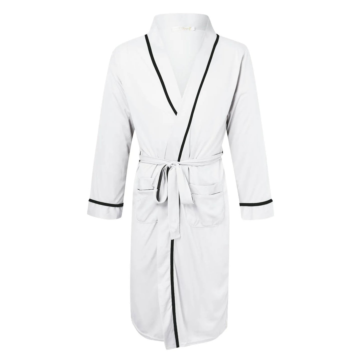 Men's Cotton Bathrobe Spring And Summer Solid Color Lace-Up Men's Pajamas