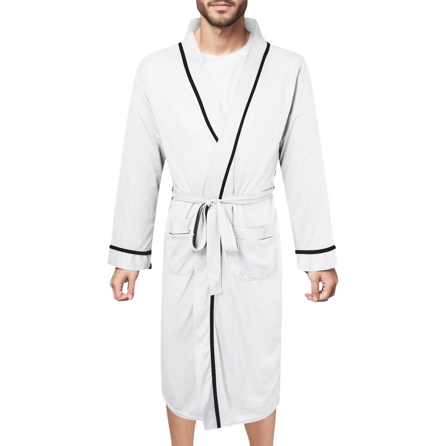 Men's Cotton Bathrobe Spring And Summer Solid Color Lace-Up Men's Pajamas