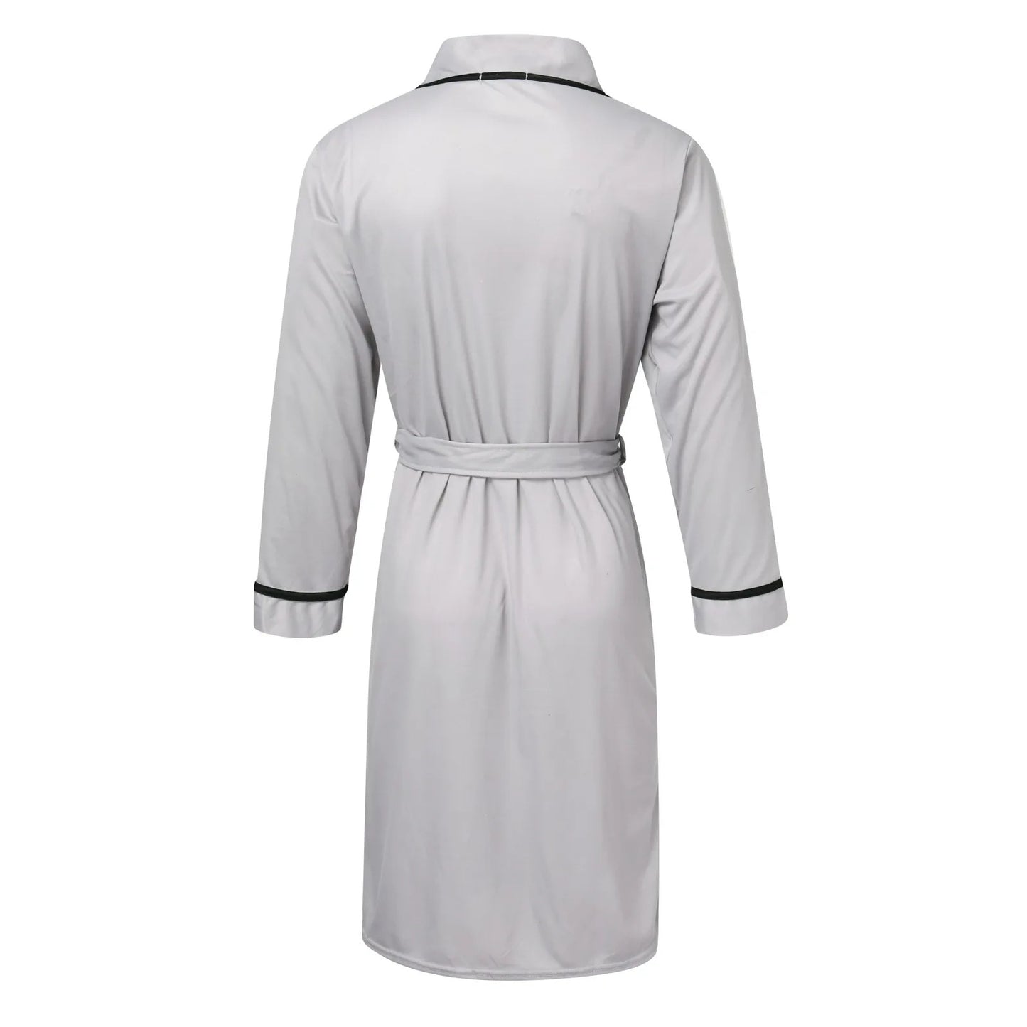 Men's Cotton Bathrobe Spring And Summer Solid Color Lace-Up Men's Pajamas