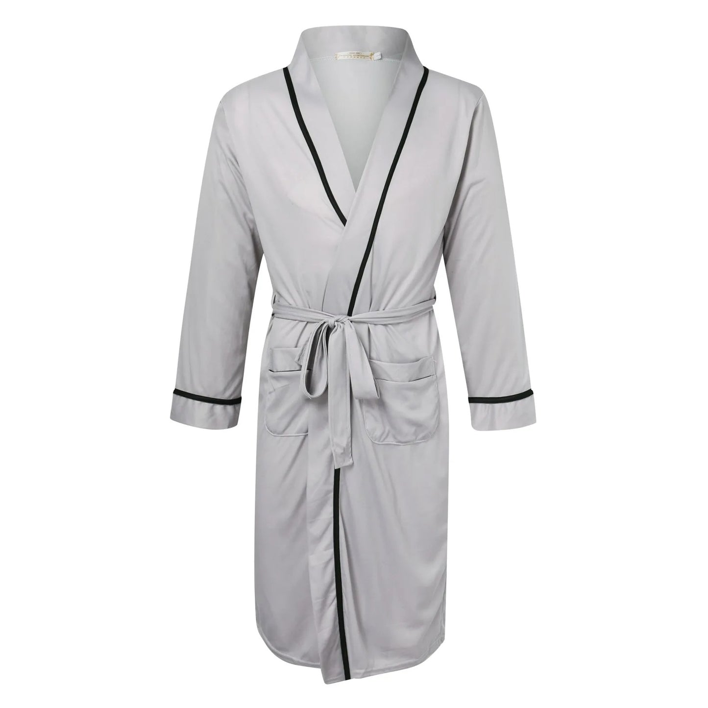 Men's Cotton Bathrobe Spring And Summer Solid Color Lace-Up Men's Pajamas