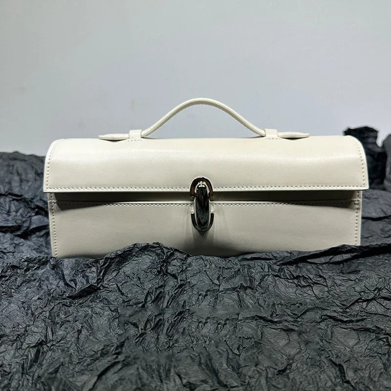 Savette Brand Genuine Leather Tote Women's Simple Handbag Small Square Bag Baguette Bags High Quality Savette Symmetry Slim Bag