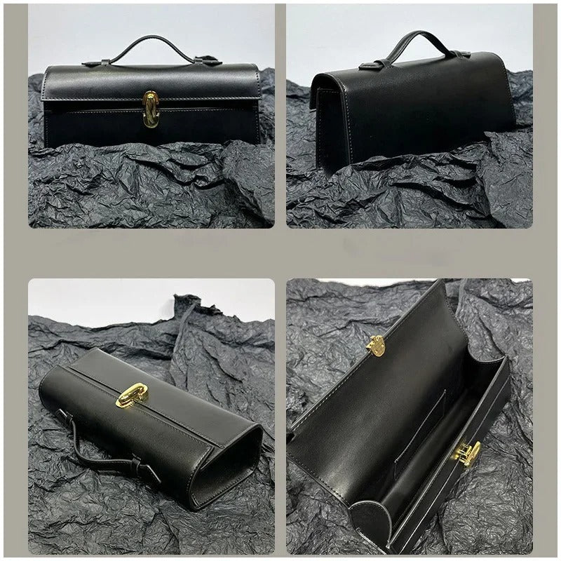 Savette Brand Genuine Leather Tote Women's Simple Handbag Small Square Bag Baguette Bags High Quality Savette Symmetry Slim Bag