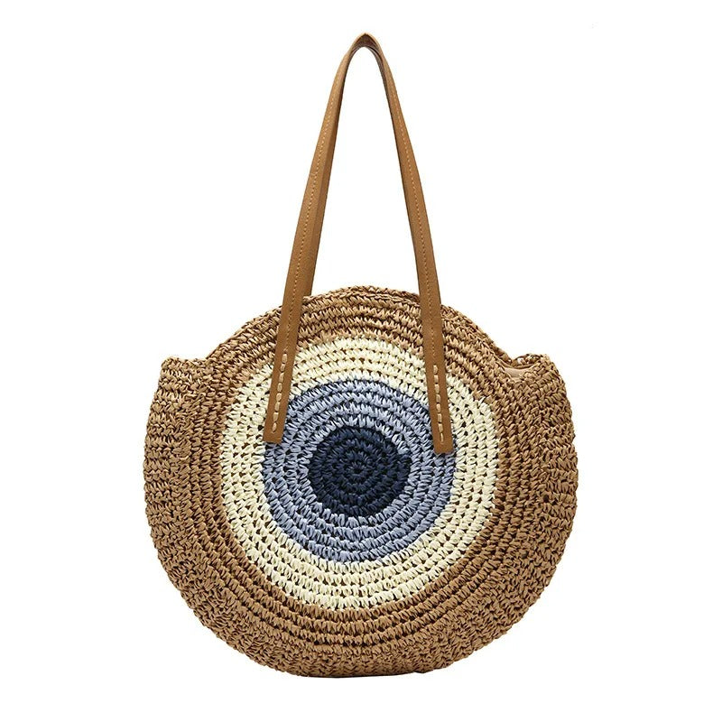 Women Bag Casual Light Shoulder Bag Large Capacity Beach Bag Stitching Contrast Color