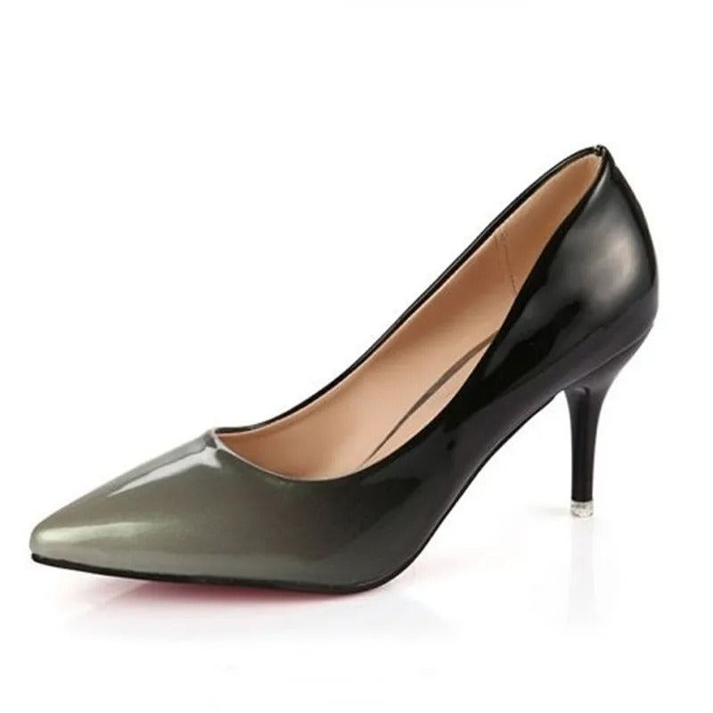 Gradient Color Pointed Toe Shallow 10CM High Heels Pumps Women Shoes