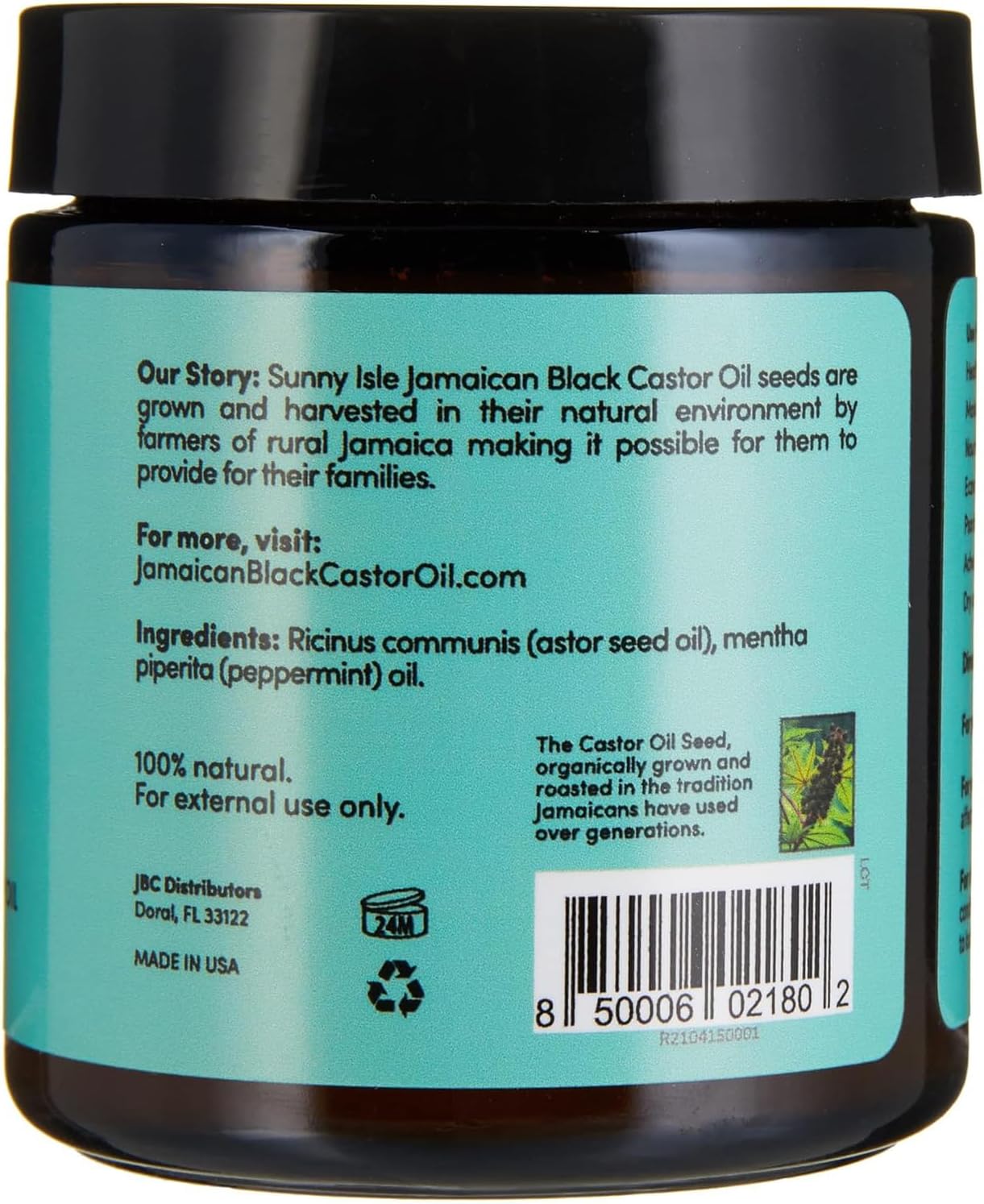 Sunny Isle Jamaican Black Castor Oil Pure Butter infused with Peppermint Oil 118ml