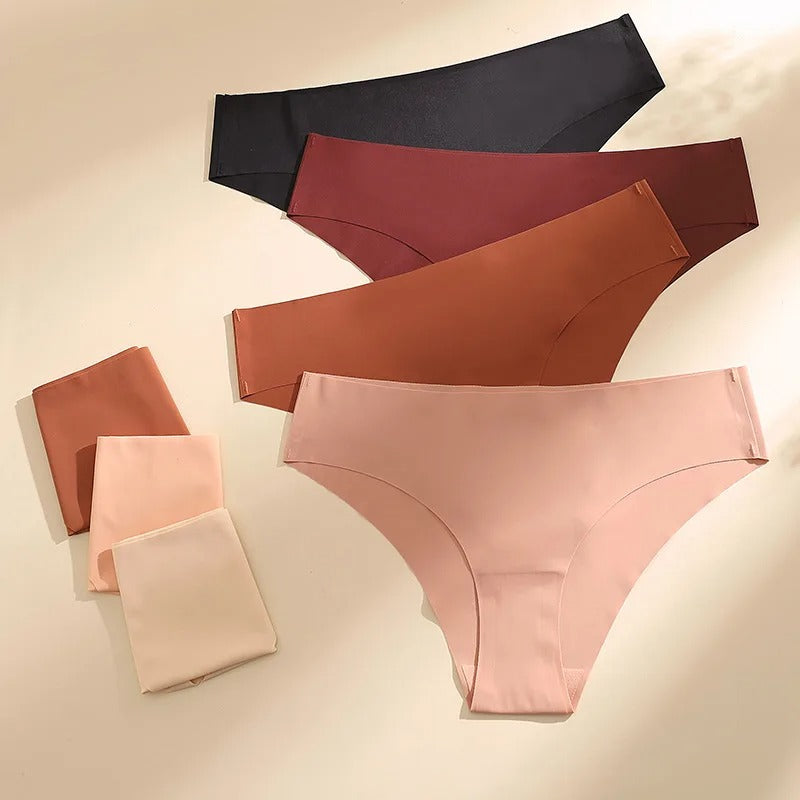 Seamless Panties for Women Breathable Low Waist Sexy Underwear Solid Silk Panties Brief Female Lingerie