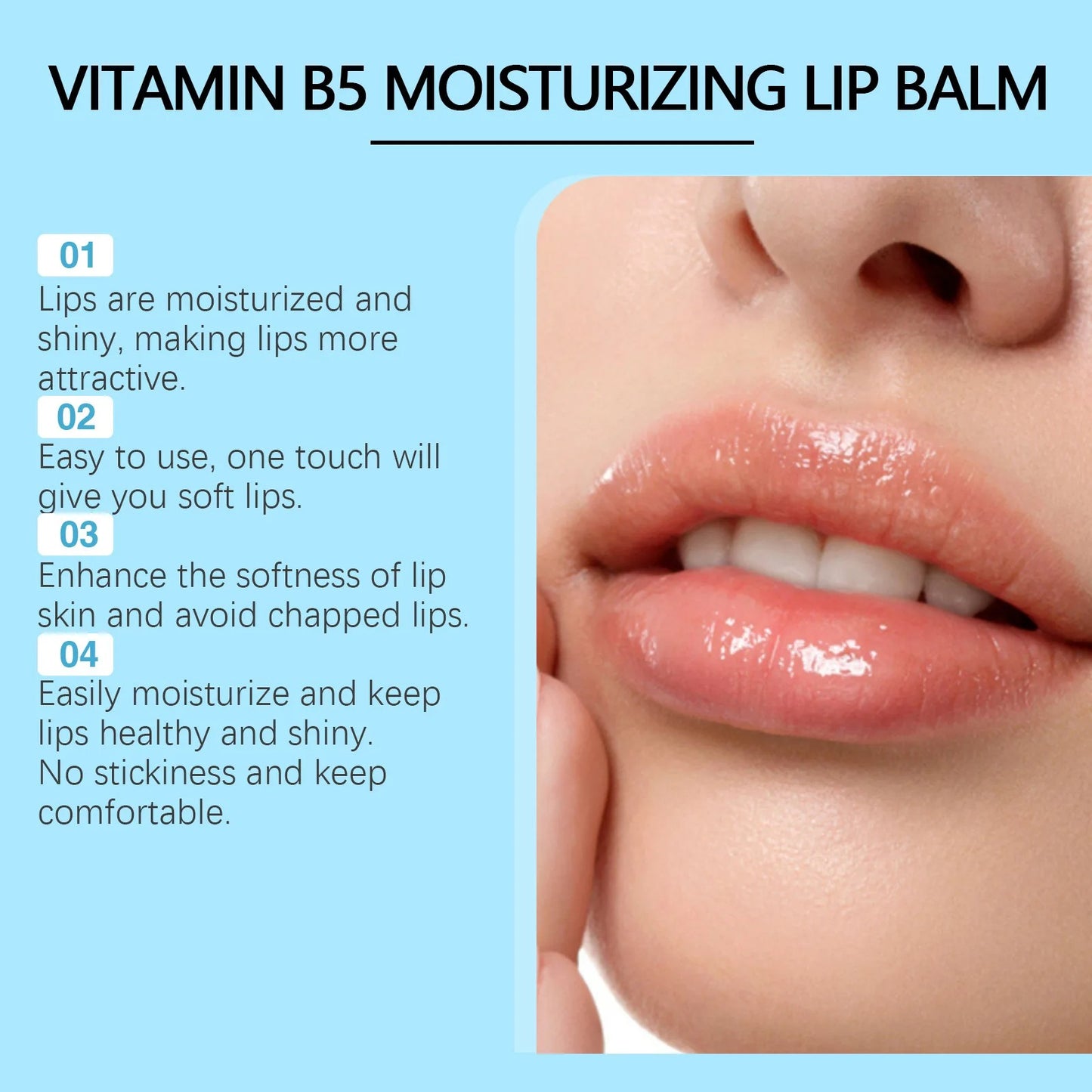 Vitamin B5 Moisturizing Lipstick Lip Balm Fade Lip Lines Remove Dead Skin Anti-Drying Nourishing Long Lasting Hydrating Lip Care